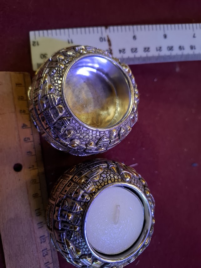 Pair of Judaica Jerusalem Candlesticks Silver 925 [JUD10262]