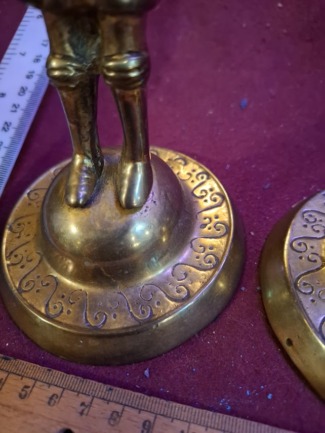 Vintage pair of brass candlesticks in the form of knights [ART10312]