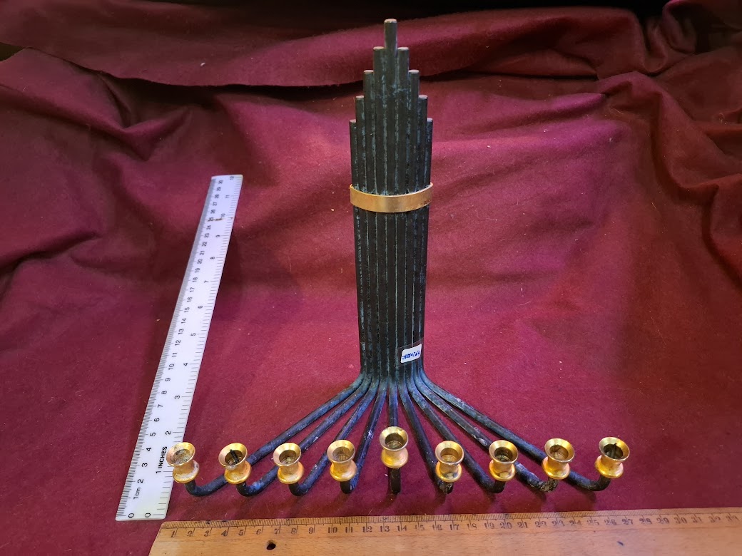 Hanukkah menorah gold silver Judaica by KARSHI [JUD10264]