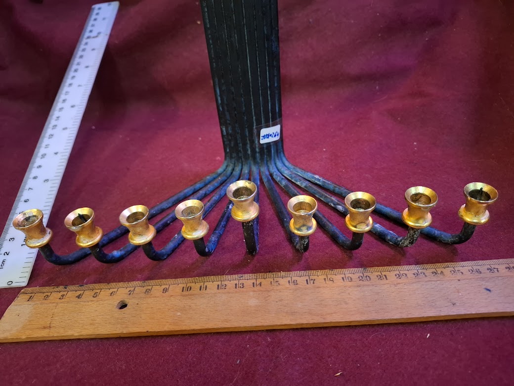 Hanukkah menorah gold silver Judaica by KARSHI [JUD10264]