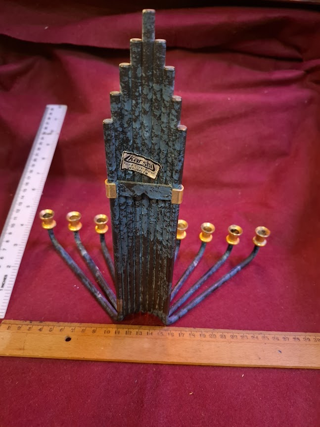 Hanukkah menorah gold silver Judaica by KARSHI [JUD10264]