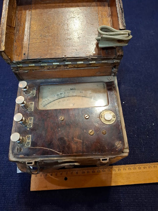 Vintage in wood box sticht megohmeter voltage meter  - Rare [INS10751]  * for Israel local market only*