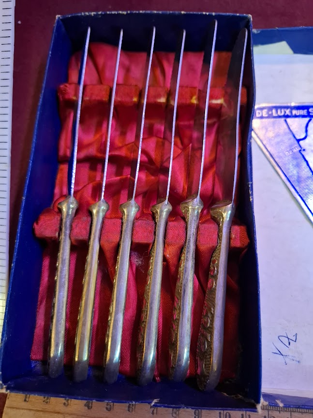 Vintage Israeli silver butter knives set [ISR10349]