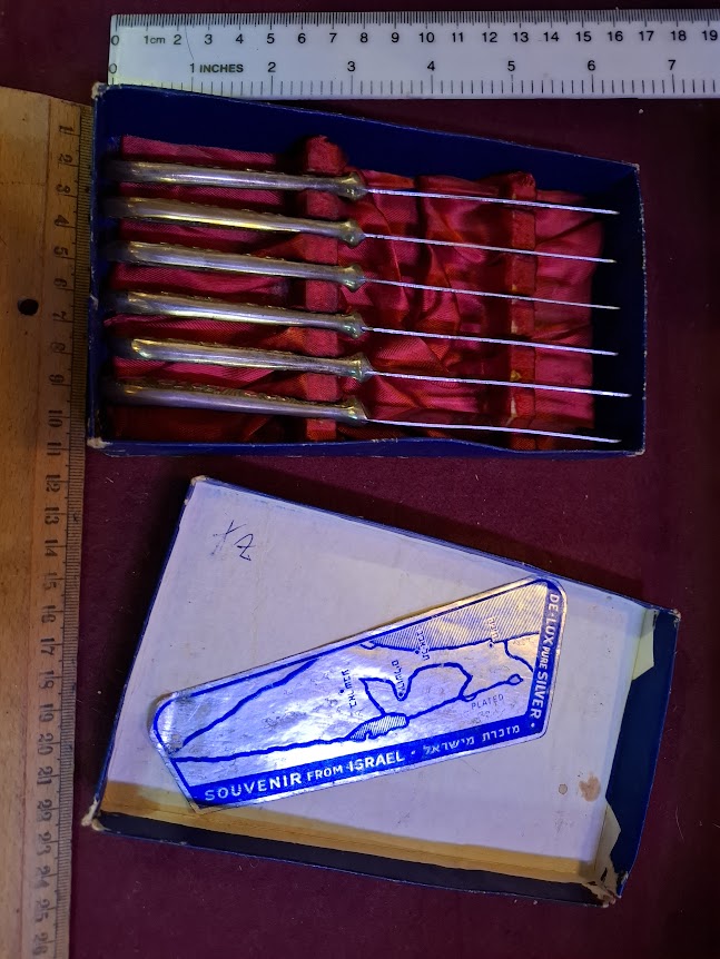Vintage Israeli silver butter knives set [ISR10349]