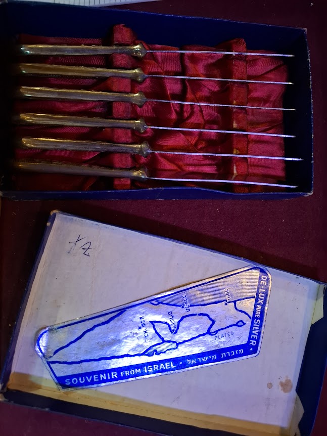 Vintage Israeli silver butter knives set [ISR10349]