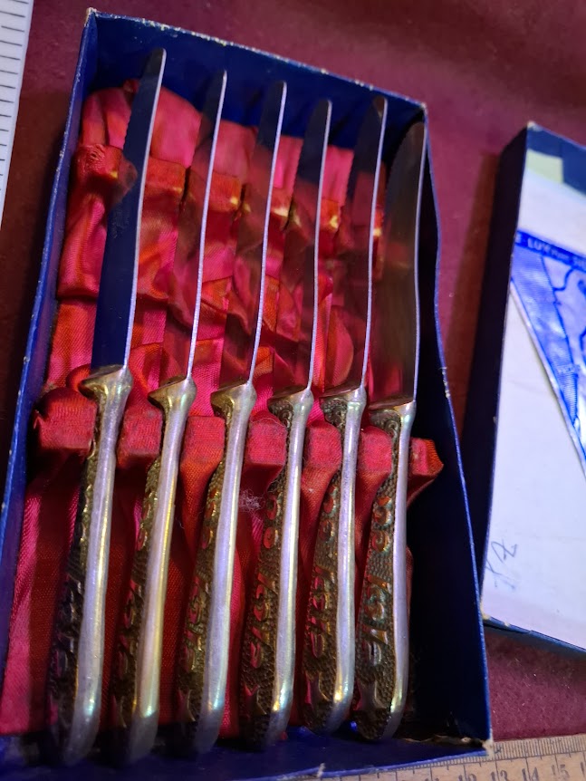 Vintage Israeli silver butter knives set [ISR10349]