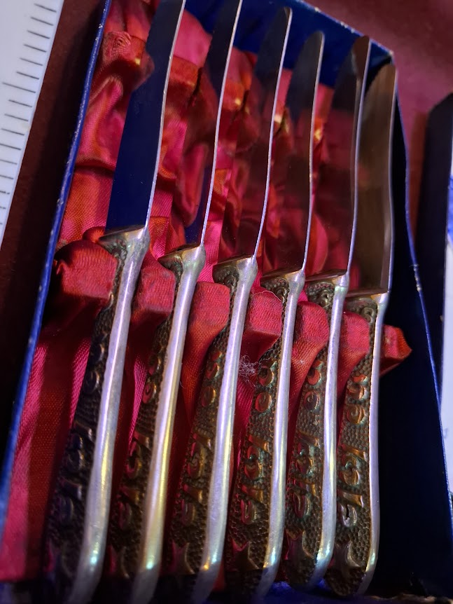 Vintage Israeli silver butter knives set [ISR10349]