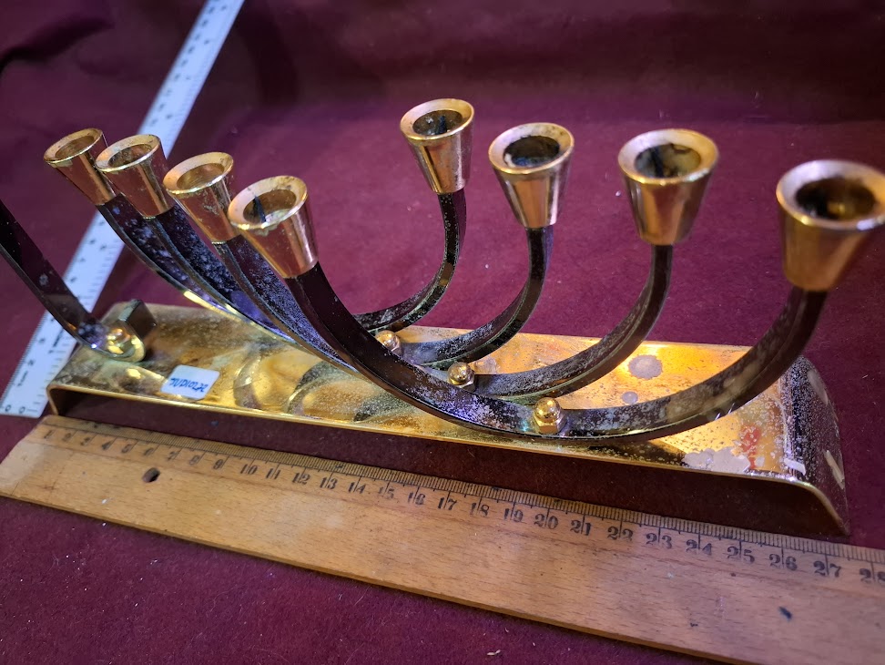Hanukkah menorah gold silver Judaica by KARSHI [JUD10272]