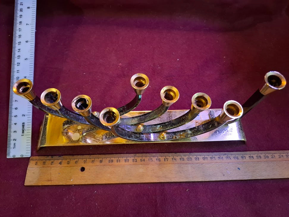 Hanukkah menorah gold silver Judaica by KARSHI [JUD10272]