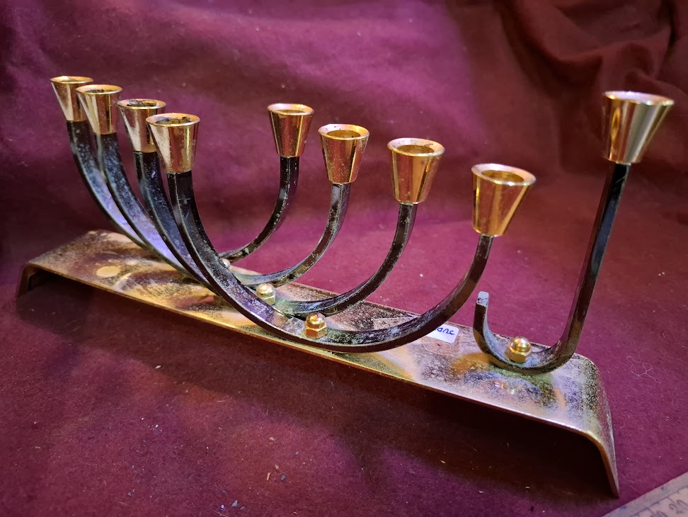 Hanukkah menorah gold silver Judaica by KARSHI [JUD10272]