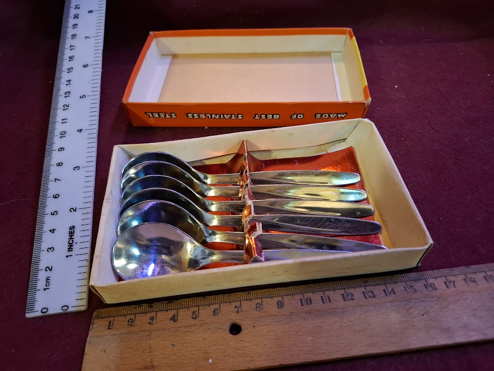 Vintage Israeli stainless steel spoons set [ISR10352]