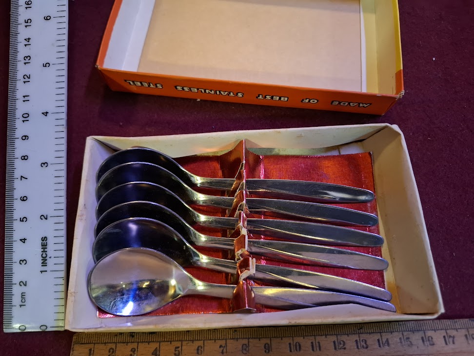 Vintage Israeli stainless steel spoons set [ISR10352]