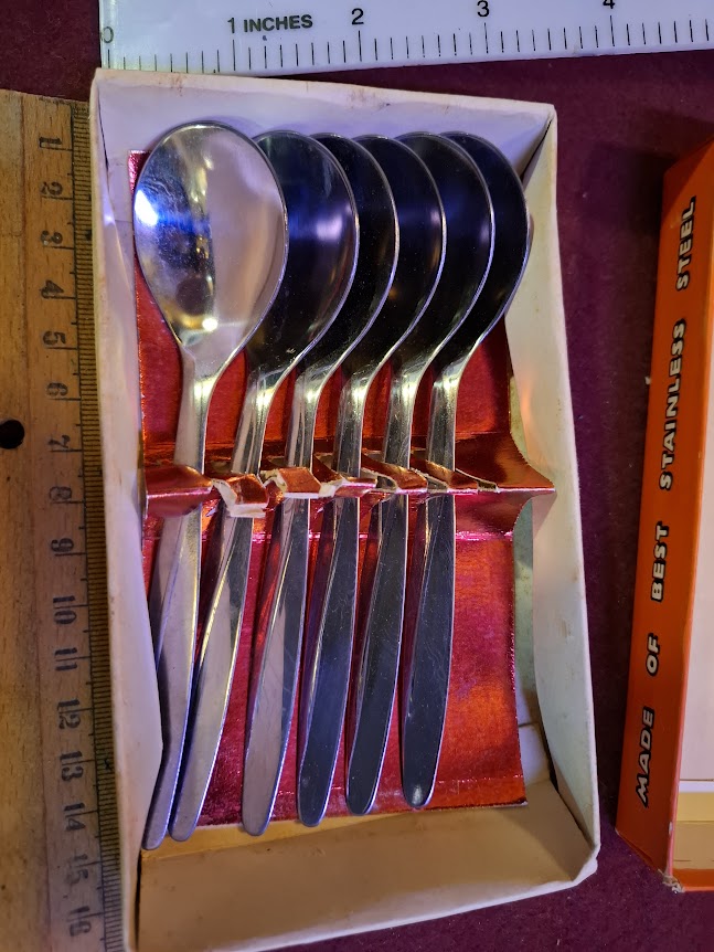 Vintage Israeli stainless steel spoons set [ISR10352]