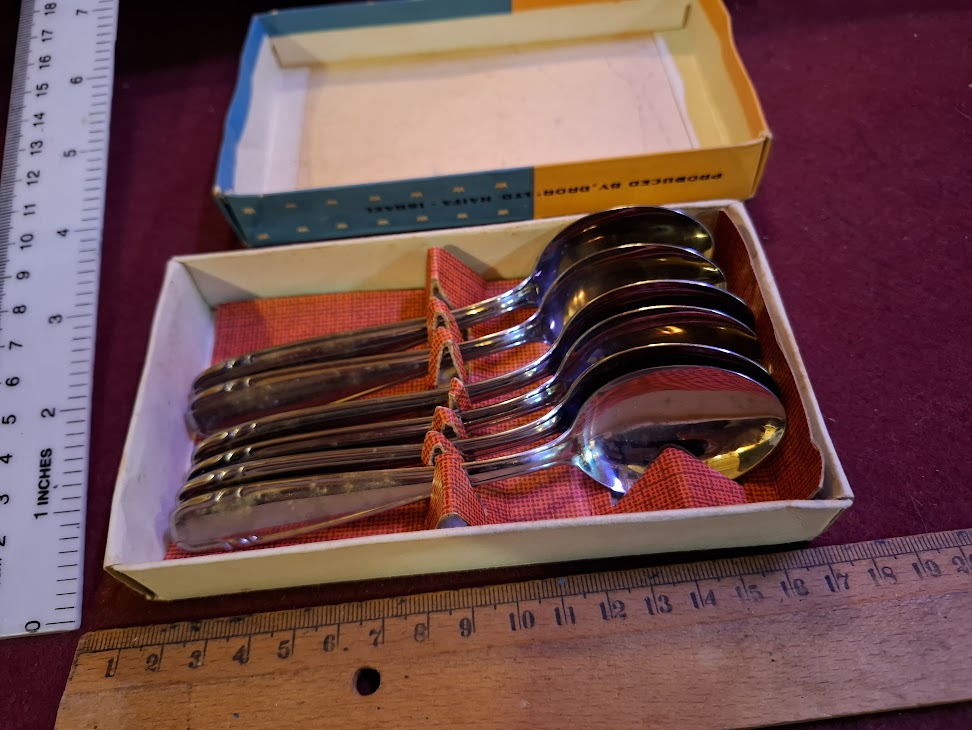 Vintage Israeli stainless steel spoons set [ISR10353]