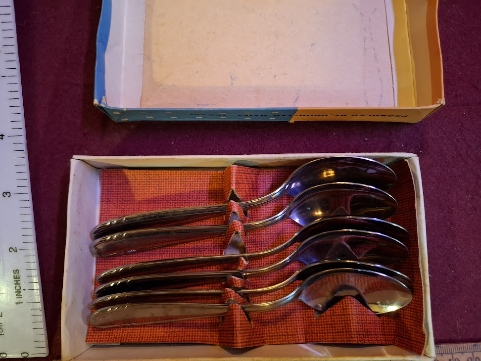 Vintage Israeli stainless steel spoons set [ISR10353]