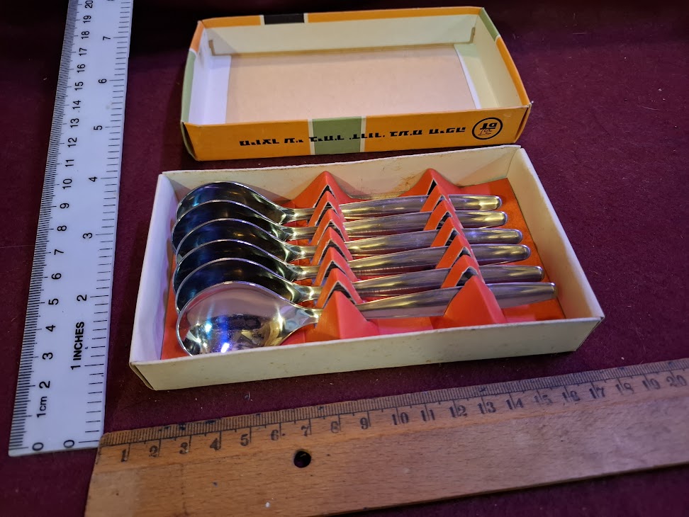 Vintage Israeli stainless steel spoons set [ISR10354]