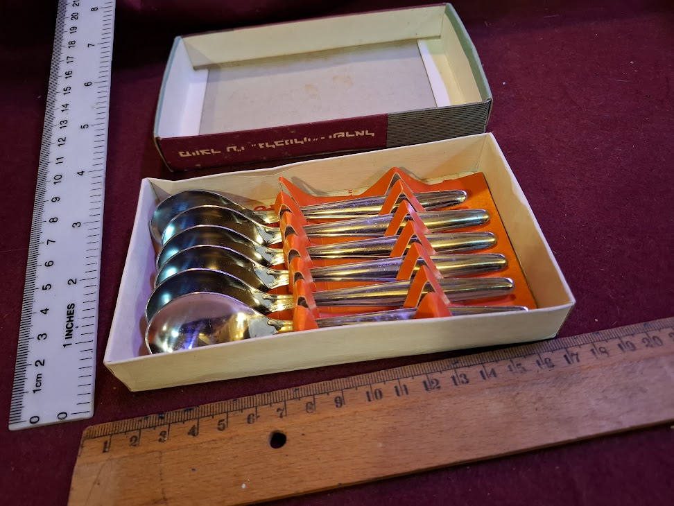 Vintage Israeli stainless steel spoons set [ISR10355]