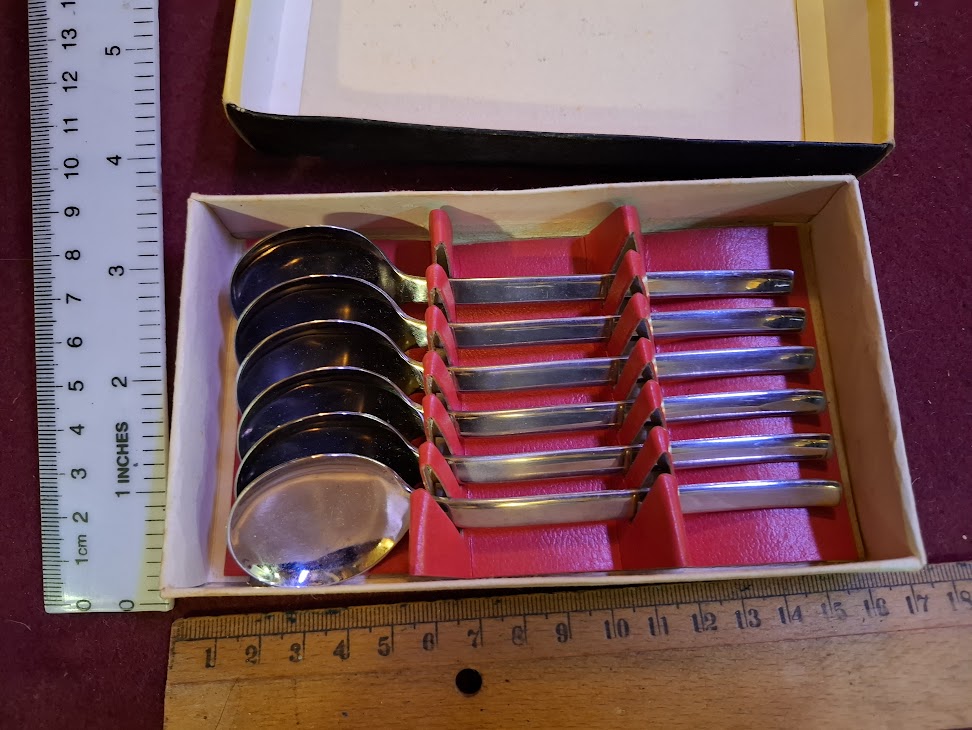 Vintage Israeli stainless steel spoons set [ISR10356]