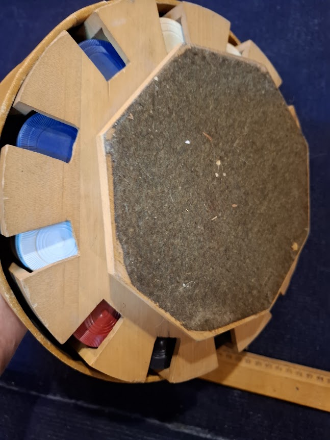 Vintage wood Poker chips carousel - Rare [GAM10394]