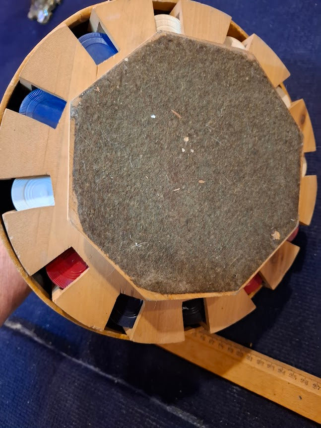 Vintage wood Poker chips carousel - Rare [GAM10394]
