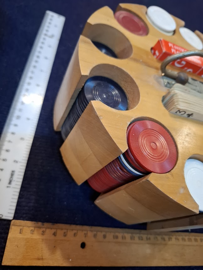 Vintage wood Poker chips carousel - Rare [GAM10394]