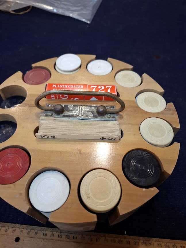 Vintage wood Poker chips carousel - Rare [GAM10394]