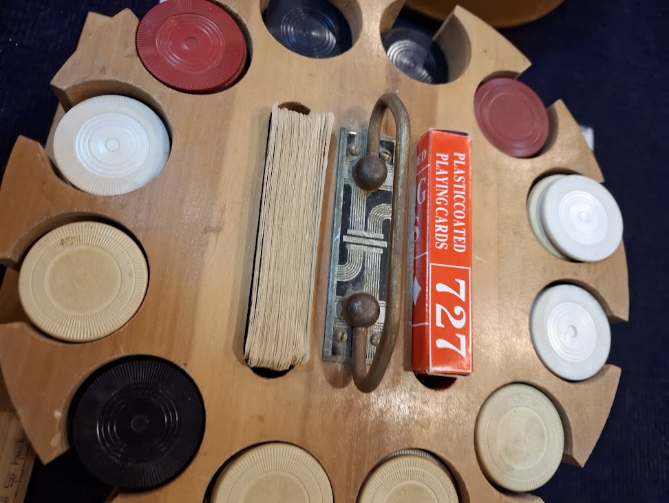 Vintage wood Poker chips carousel - Rare [GAM10394]