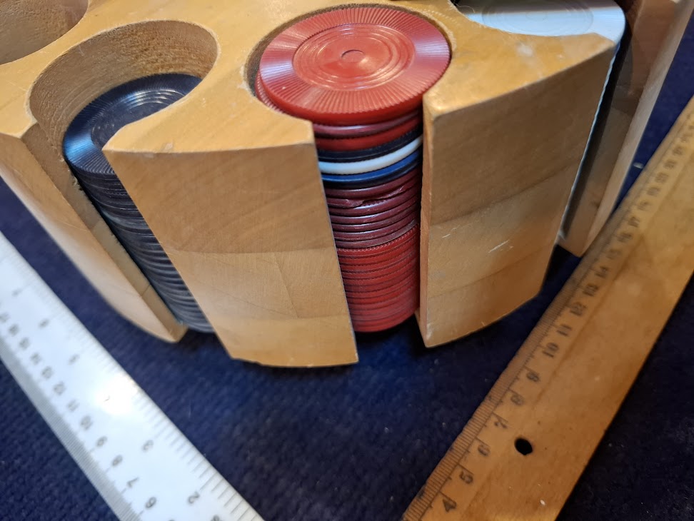 Vintage wood Poker chips carousel - Rare [GAM10394]