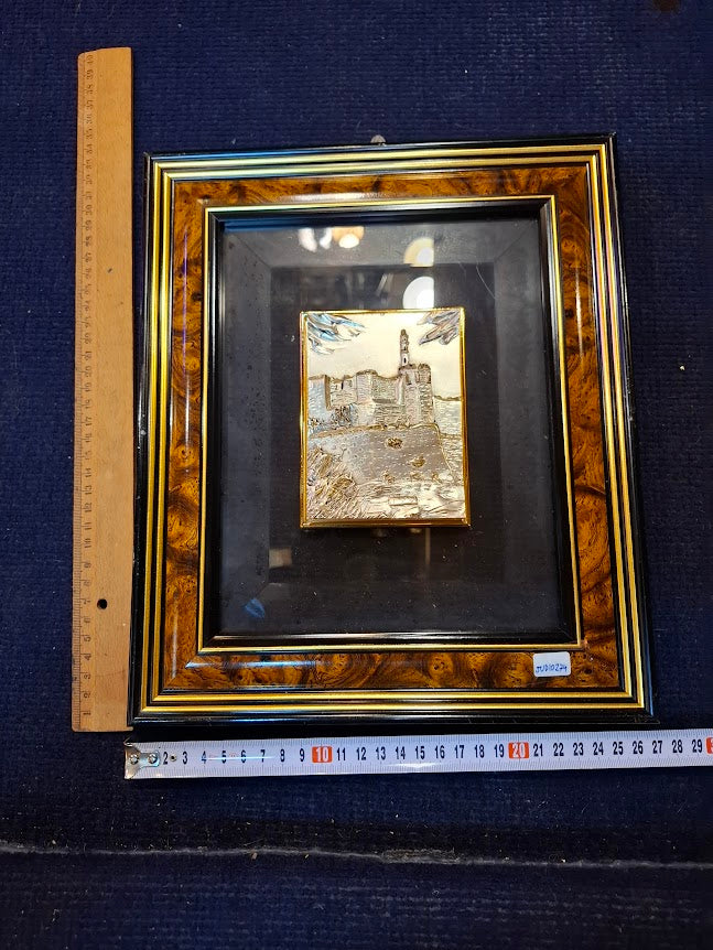 Judaica silver Jerusalem framed embossment by SAAD art [JUD10274]