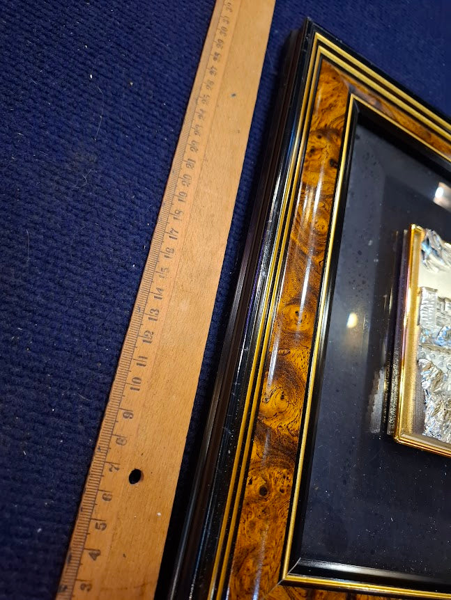 Judaica silver Jerusalem framed embossment by SAAD art [JUD10274]