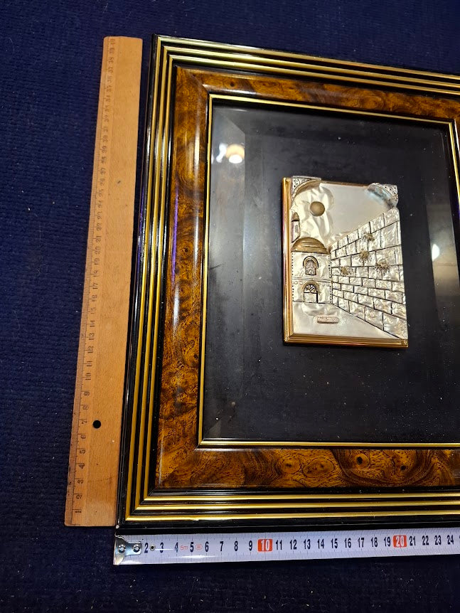Judaica silver Jerusalem framed embossment by SAAD art [JUD10275]