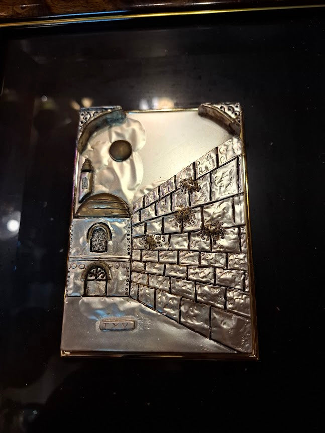 Judaica silver Jerusalem framed embossment by SAAD art [JUD10275]