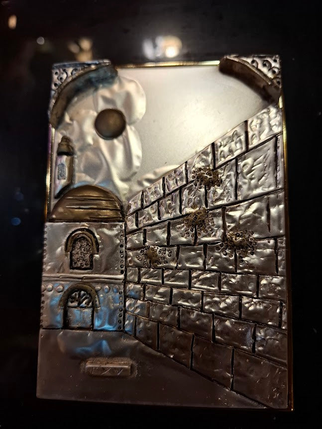 Judaica silver Jerusalem framed embossment by SAAD art [JUD10275]