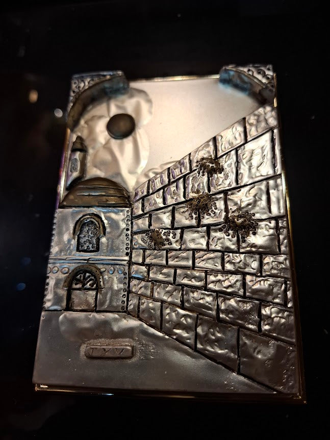 Judaica silver Jerusalem framed embossment by SAAD art [JUD10275]