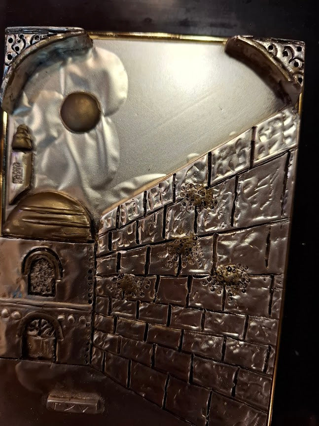 Judaica silver Jerusalem framed embossment by SAAD art [JUD10275]