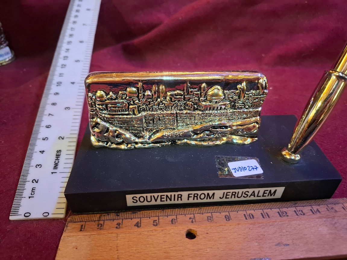 Vintage Judaica silver Jerusalem sculpture with pen holder [JUD10277]