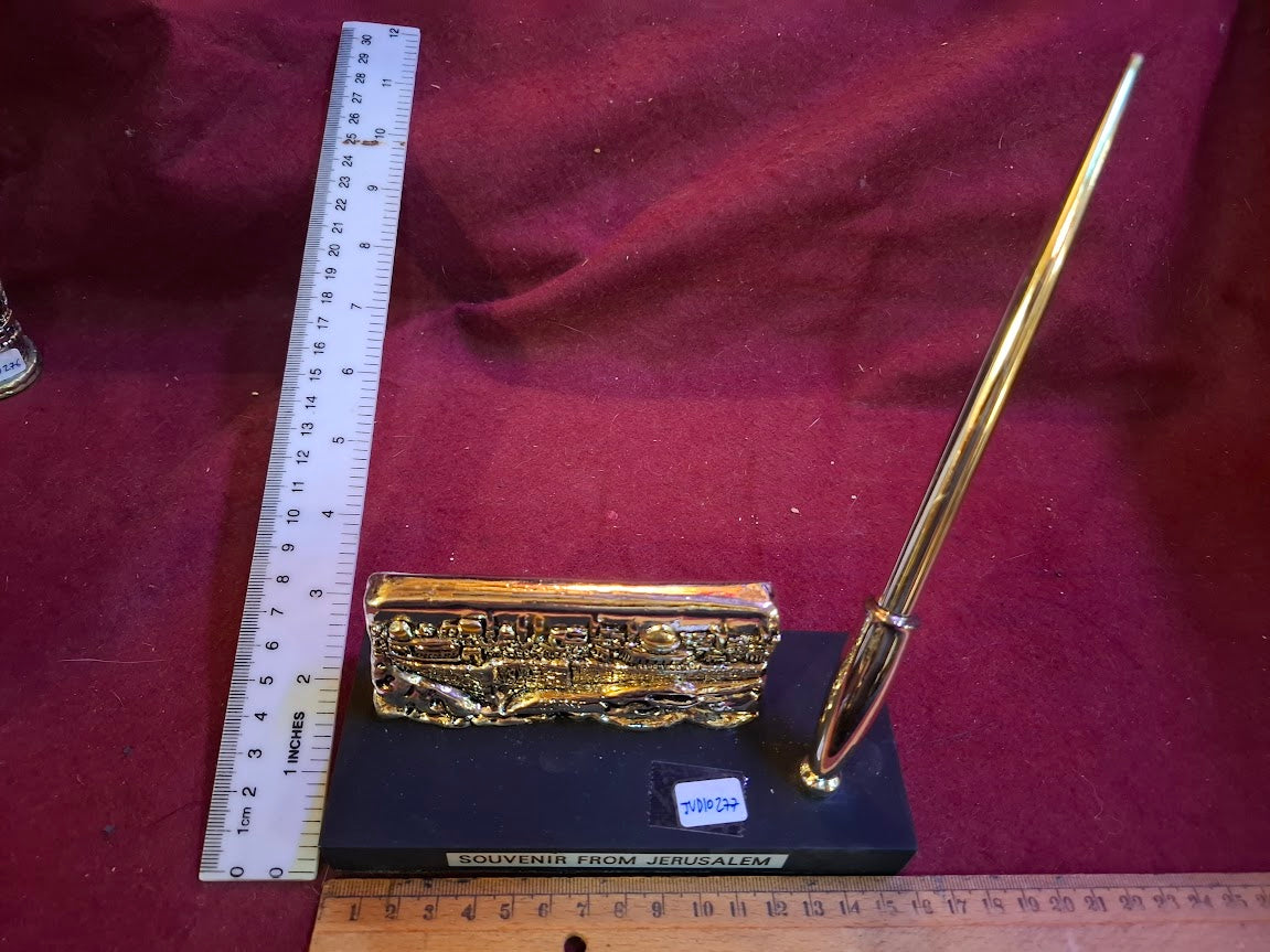 Vintage Judaica silver Jerusalem sculpture with pen holder [JUD10277]