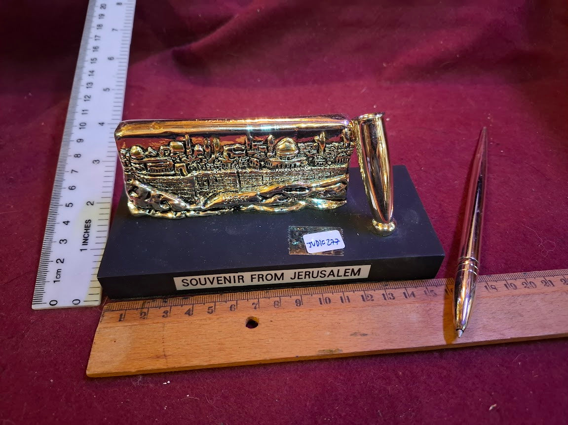 Vintage Judaica silver Jerusalem sculpture with pen holder [JUD10277]