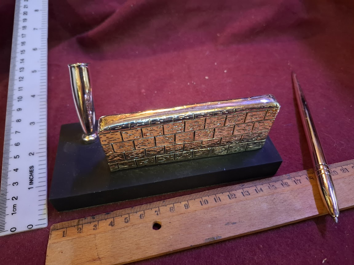 Vintage Judaica silver Jerusalem sculpture with pen holder [JUD10277]