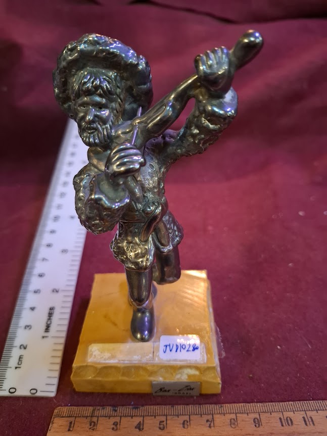 Vintage Judaica silver of violin player statue by Ben-Zion [JUD10280]