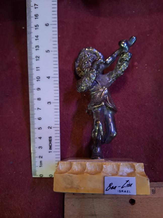 Vintage Judaica silver of violin player statue by Ben-Zion [JUD10280]