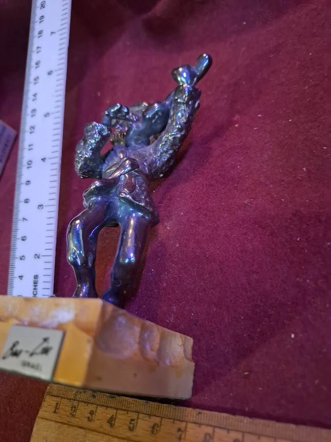 Vintage Judaica silver of violin player statue by Ben-Zion [JUD10280]