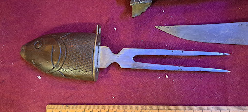 Vintage Kitchen knife and fork set in wooden sheath [TOL10161]