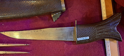 Vintage Kitchen knife and fork set in wooden sheath [TOL10161]