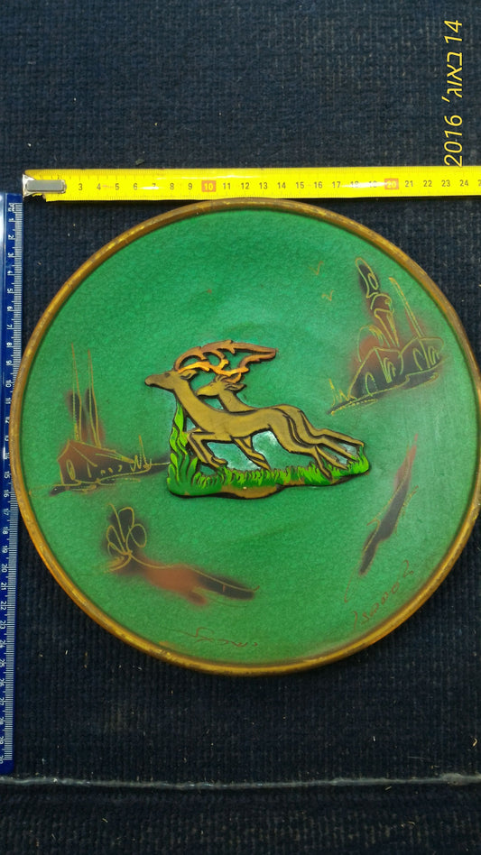 Vintage 1950th israel holy land decoration metal plate [ISR10108]